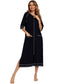 Zip Up Slit Round Neck Night Dress with Pockets nicholesgifts