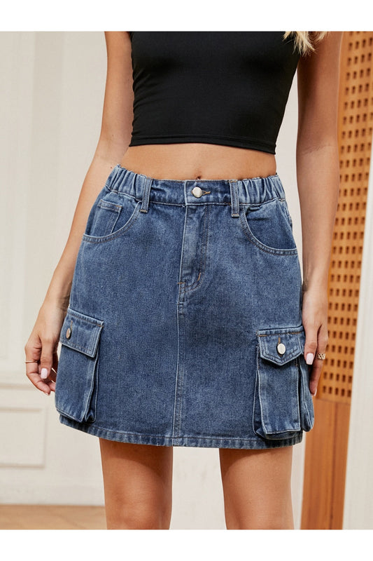 Women High Waist Denim Skirt