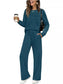 Full Size Long Sleeve Round Neck Top and Pants Set Plus Size nicholesgifts