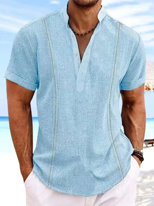 Men's Full Size Button Detail Short Sleeve Shirt Plus Size NicholesGifts
