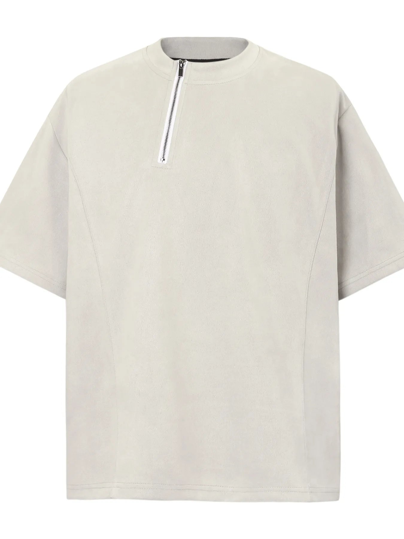 Men's Oversized Diagonal Zip Short Sleeve T-Shirt Trendsi