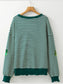 Stripe Lucky Clover Drop Shoulder Sweatshirt nicholesgifts