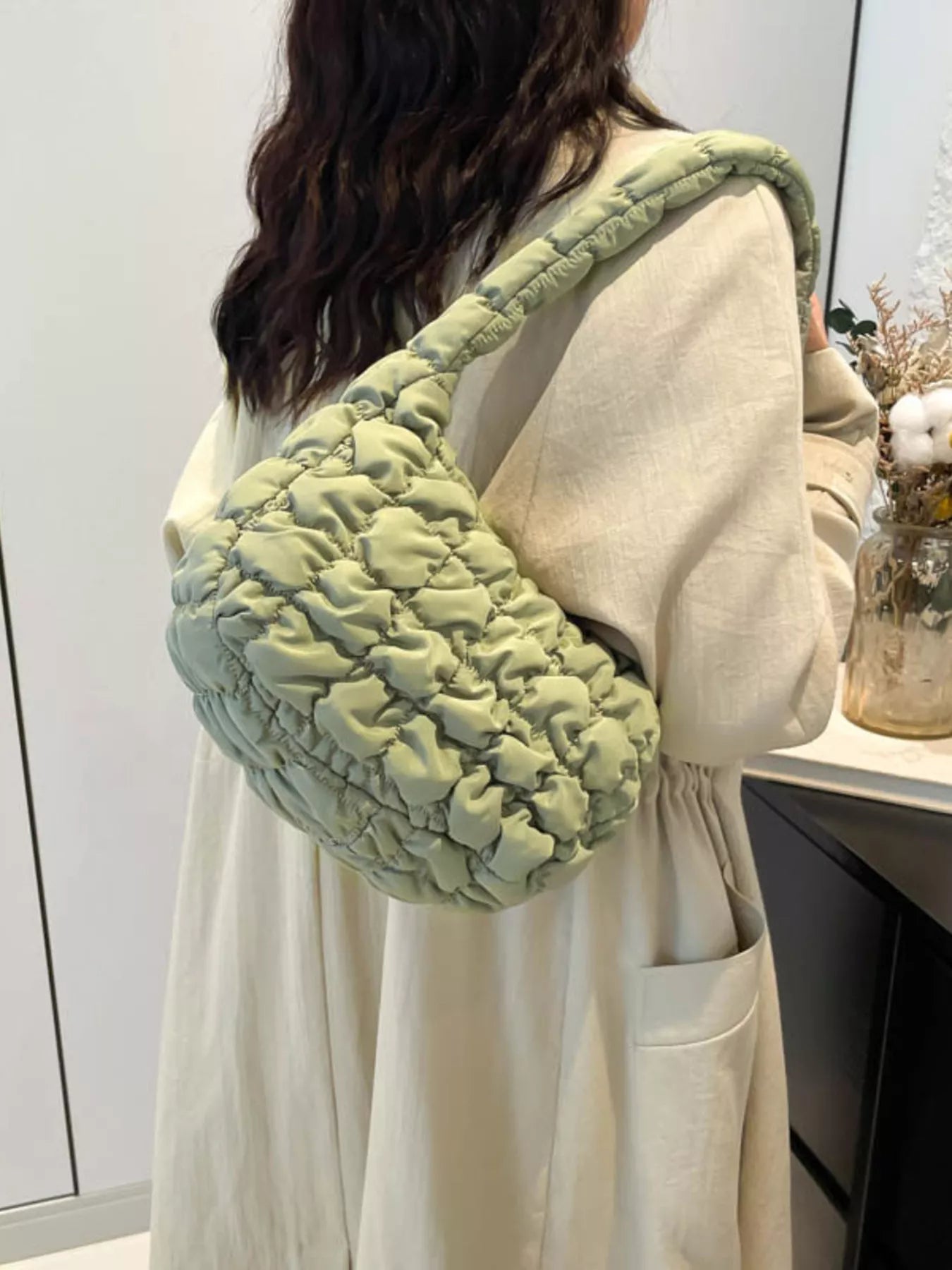 Quilted Ruched Shoulder Bag nicholesgifts