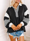 Color Block Striped Johnny Collar Sweatshirt nicholesgifts