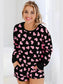 Heart Print Long Sleeve Top and Shorts Lounge Set nicholesgifts