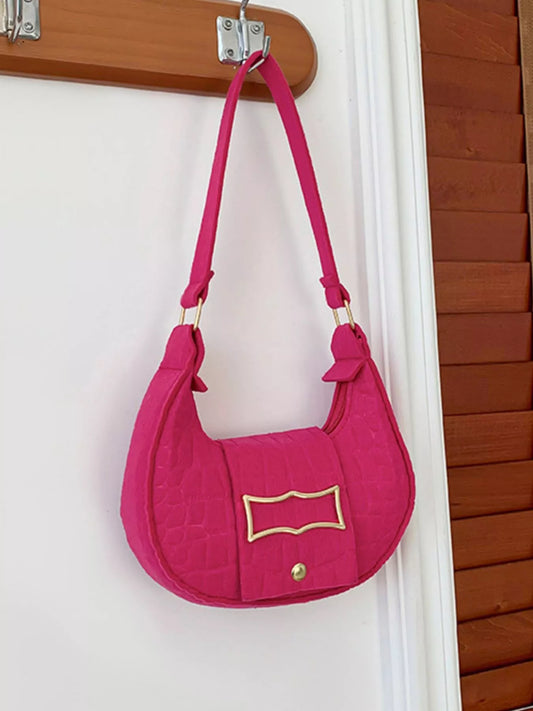 Crocodile Embossed Flap Shoulder Bag nicholesgifts