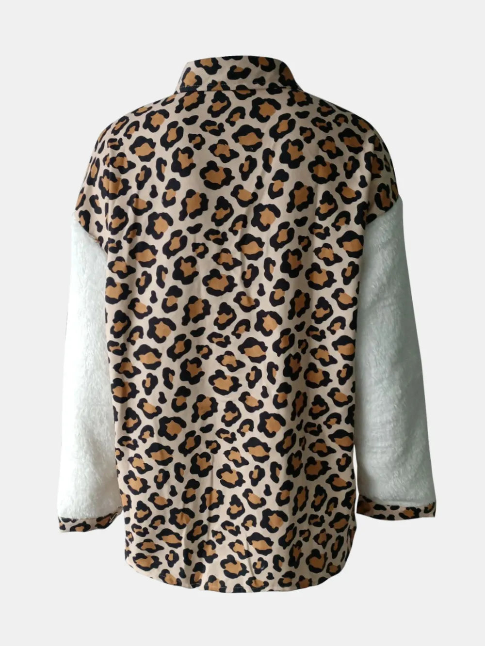 Fuzzy Button Up Long Sleeve Jacket nicholesgifts