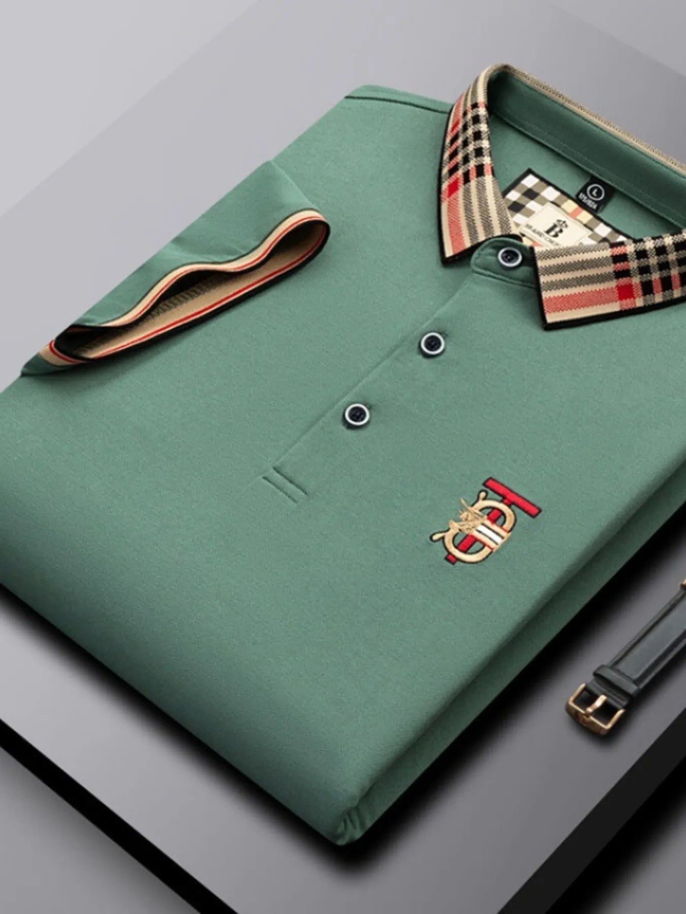 Men's Plus Size Classic Plaid Collar Casual Polo Shirt NicholesGifts