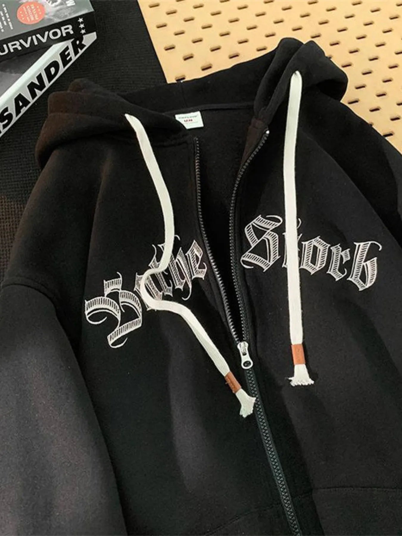 Men's Plus Size Letter Zip Up Drawstring Hoodie NicholesGifts