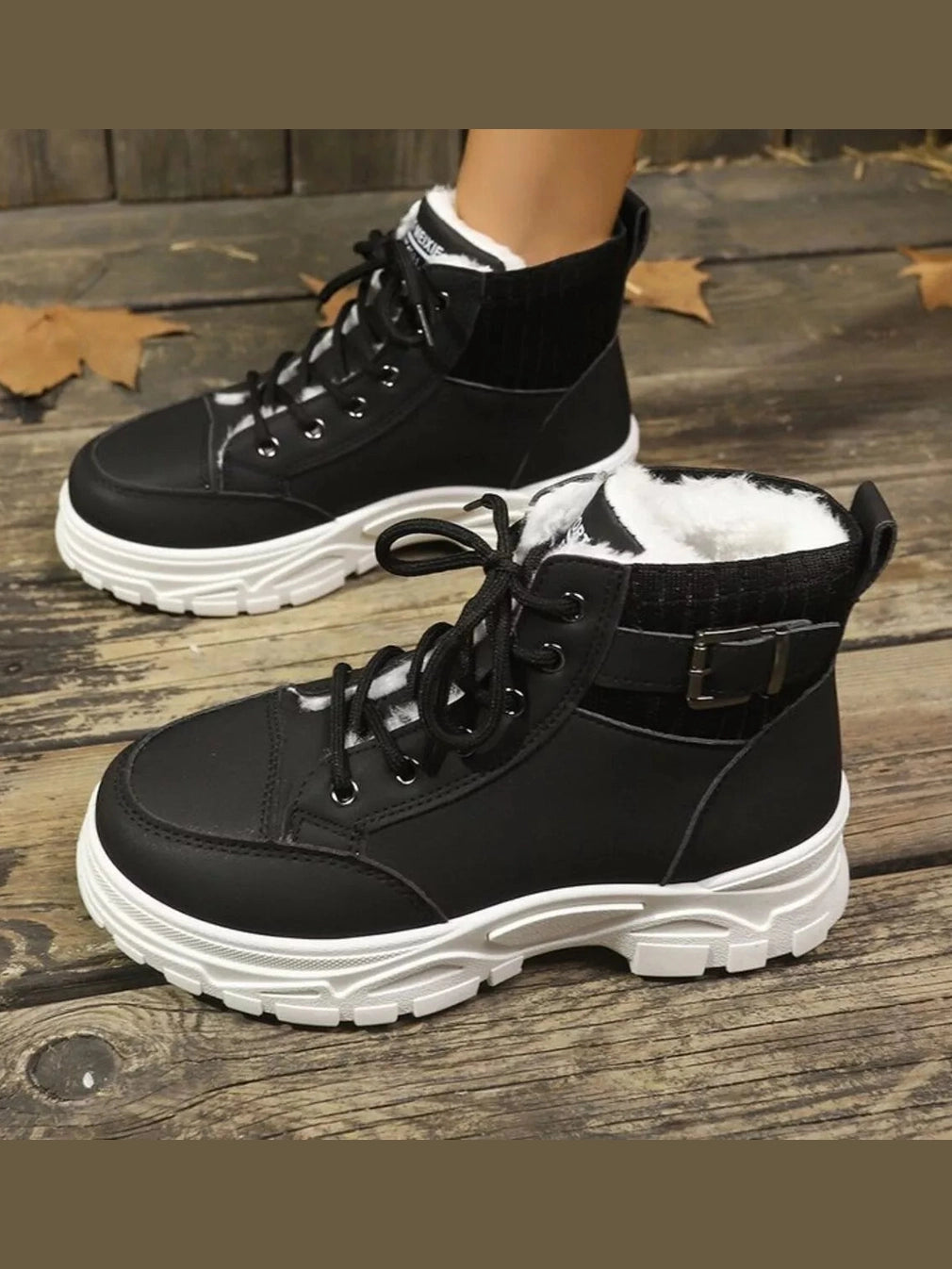 Plush Lining Lace Up Boots nicholesgifts