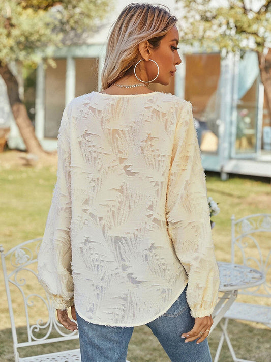 V-Neck Long Sleeve Blouse nicholesgifts