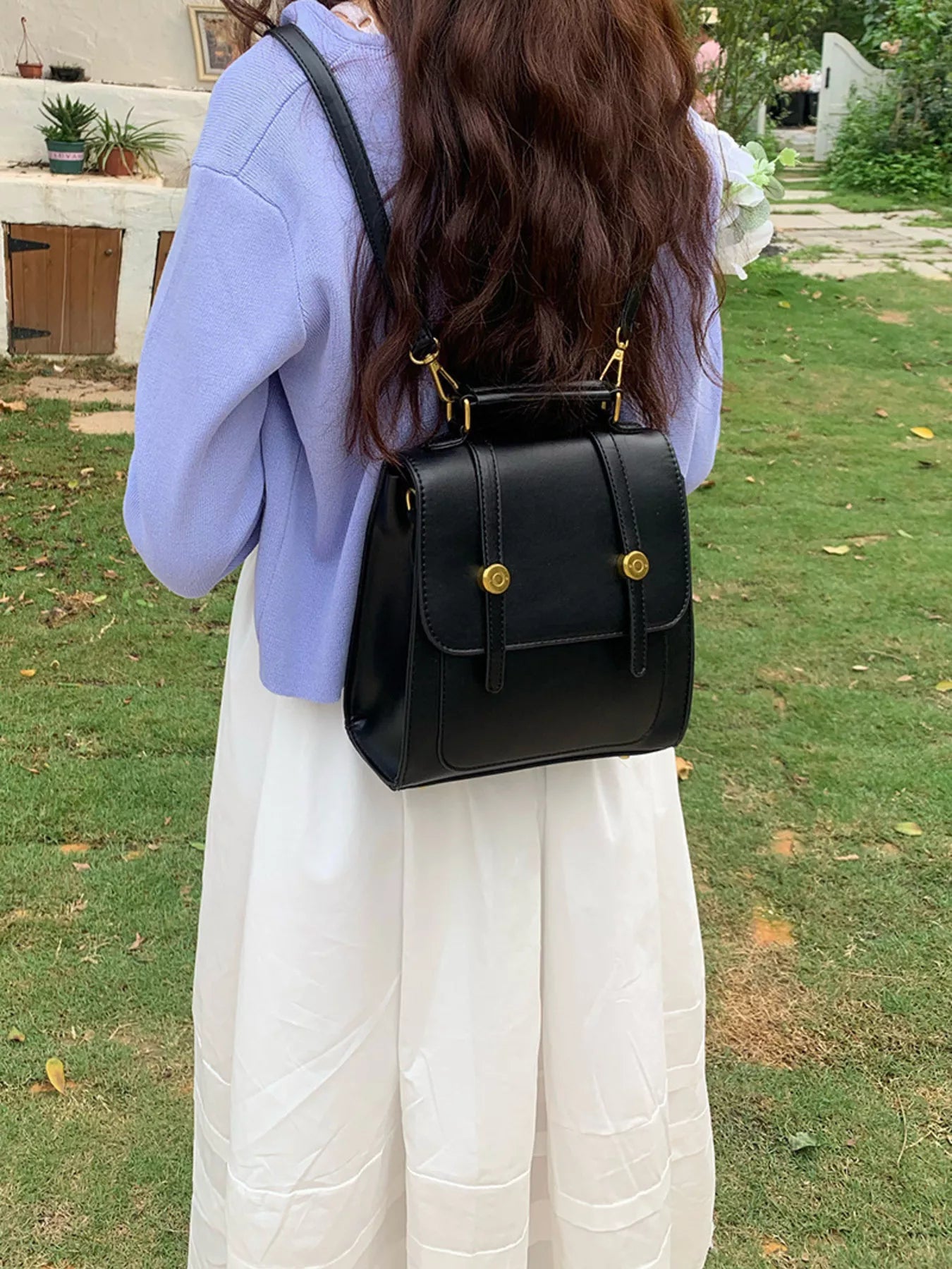 Top Handle Leather Backpack Bag nicholesgifts