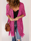 Openwork Open Front Cardigan with Fringes nicholesgifts