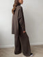 Slit Turtleneck Long Sleeve Top and Pants Sweater Set nicholesgifts