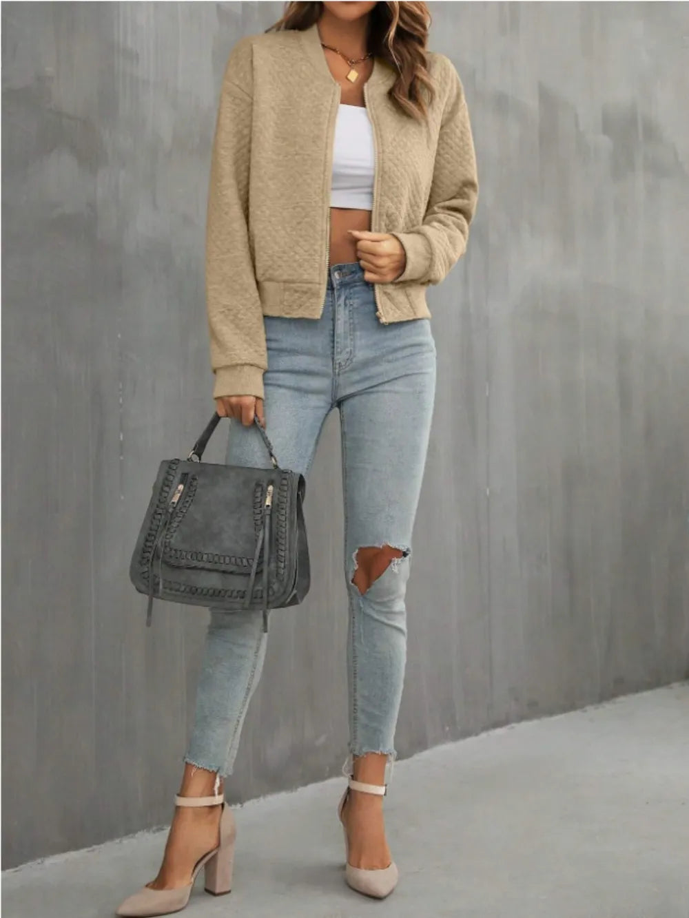 Zip Up Long Sleeve Jacket nicholesgifts