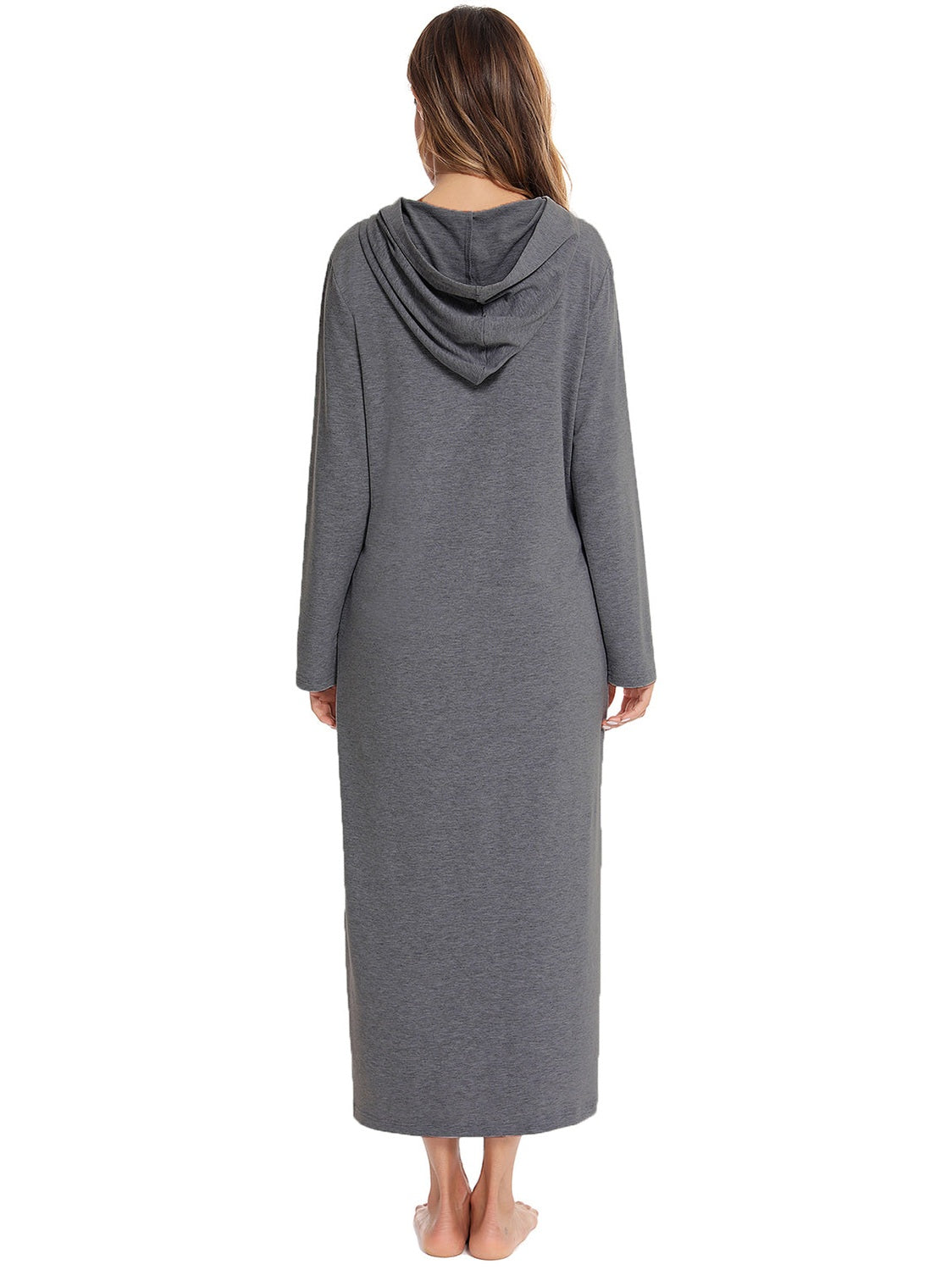 Zip Front Hooded Night Dress with Pockets nicholesgifts