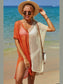 Double Take Openwork Contrast Slit Knit Cover Up nicholesgifts