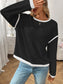 Ribbed Contrast Trim Long Sleeve Top nicholesgifts