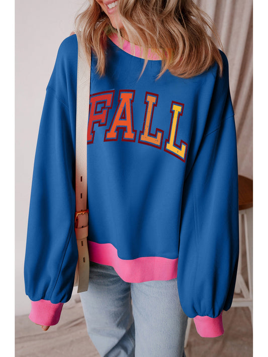 Women Letter Graphic Contrast Long Sleeve Sweatshirt nicholesgifts