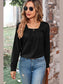 Ruched Square Neck Long Sleeve T-Shirt nicholesgifts
