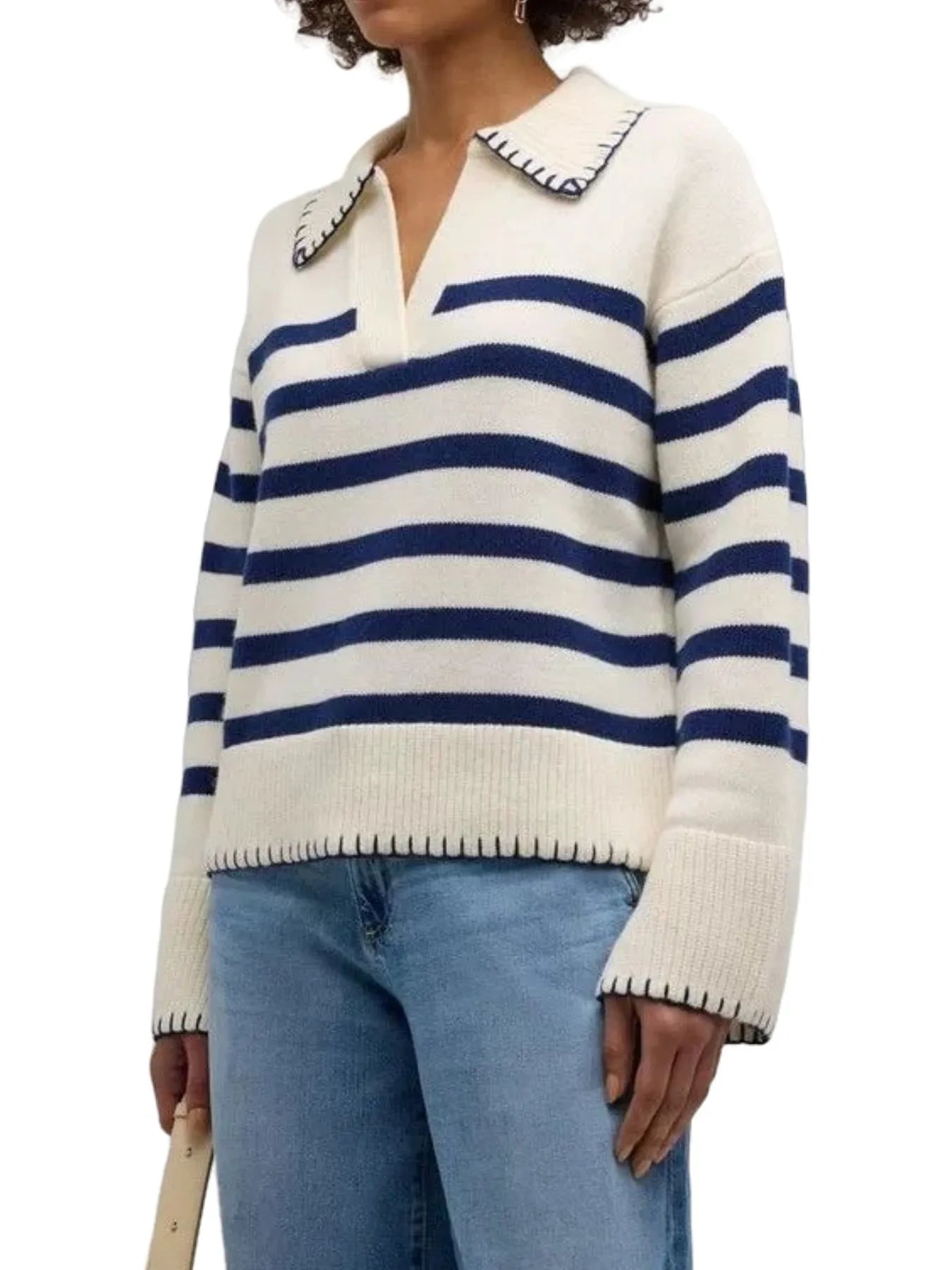 Striped Johnny Collar Sweater NicholesGifts