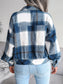 Plaid Collared Neck Long Sleeve Jacket nicholesgifts