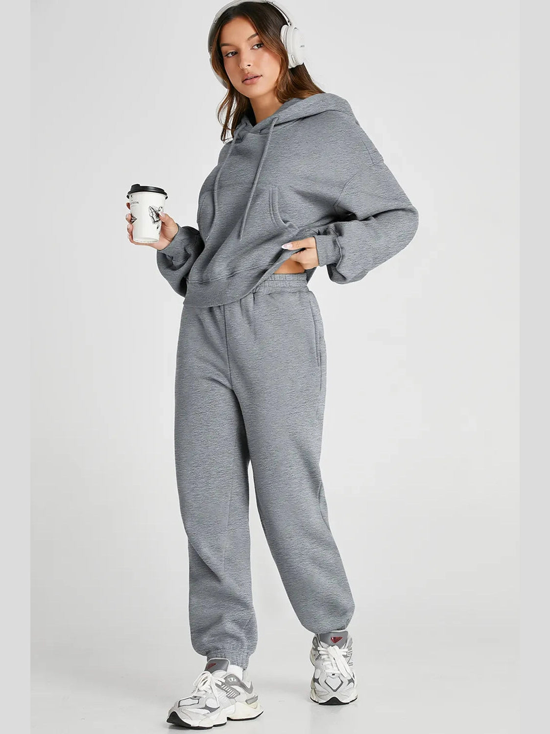 Dropped Shoulder Hooded Top and Pants Active Set nicholesgifts