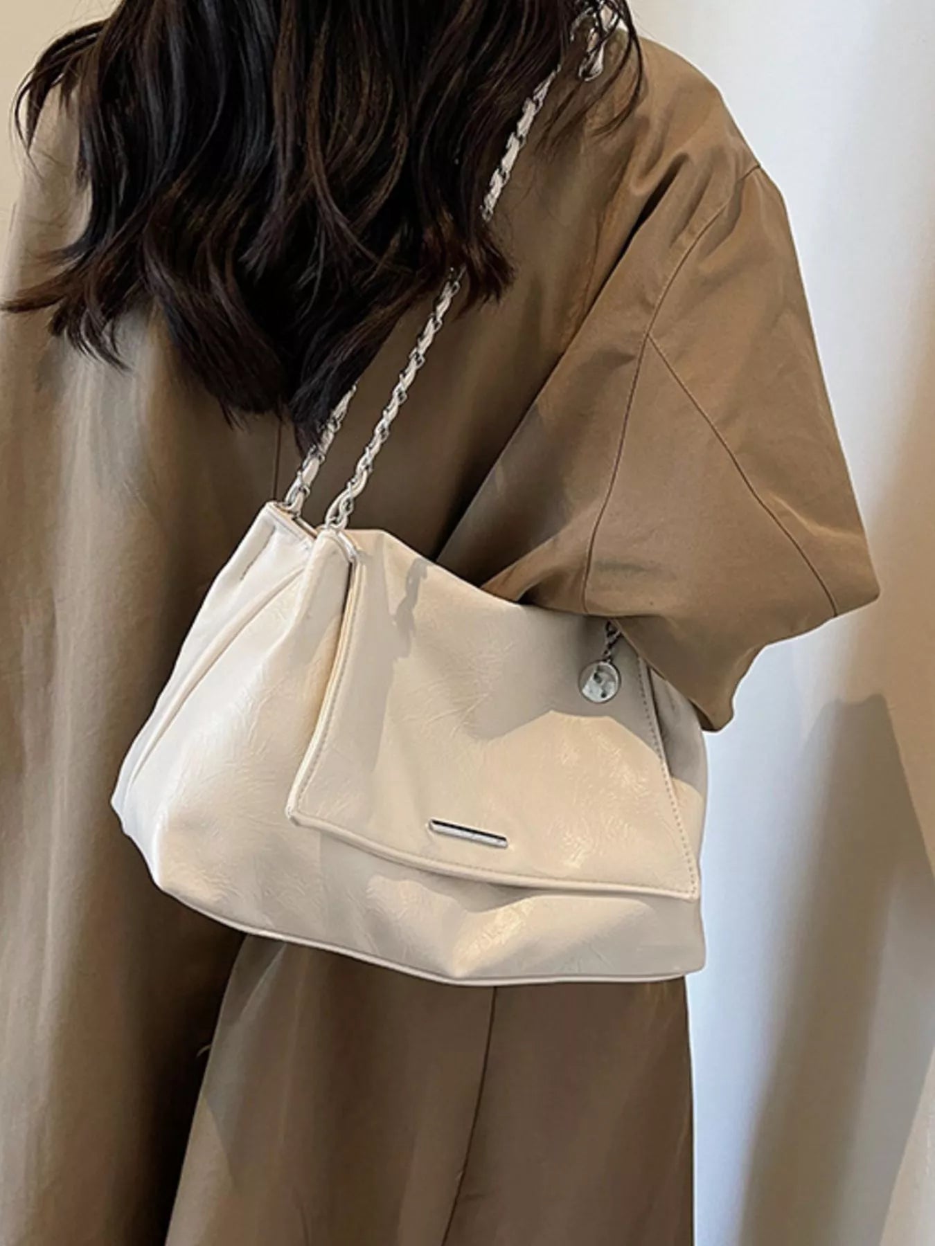 Chain Accent Flap Shoulder Bag nicholesgifts