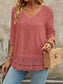 Lace Hem V-Neck Blouse nicholesgifts