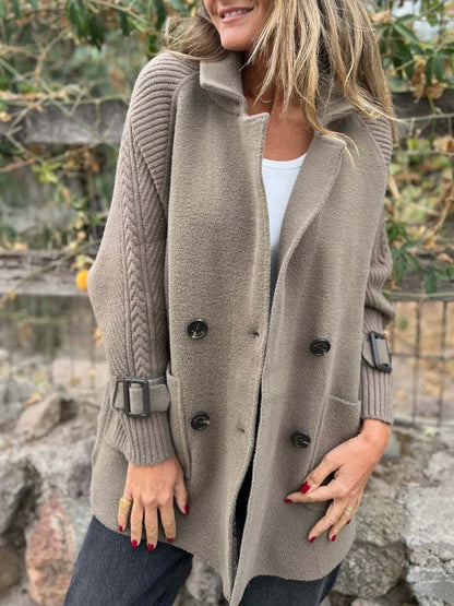 Full Size Texture Knit Longline Coat Plus Size nicholesgifts