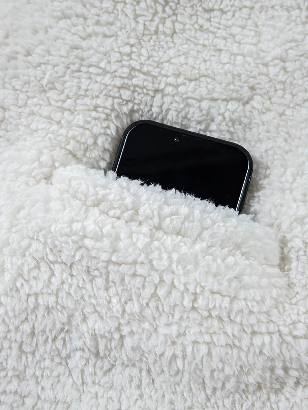 Fuzzy One Button Long Sleeve Jacket nicholesgifts