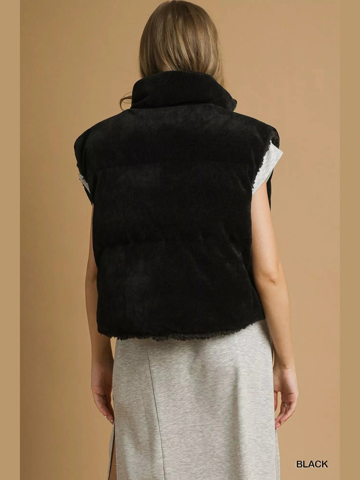 Umgee Sherpa-Lined Zip Vest with Drawstring Hem nicholesgifts