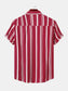 Men's Plus Size Striped Short Sleeve Button-Down Shirt nicholesgifts