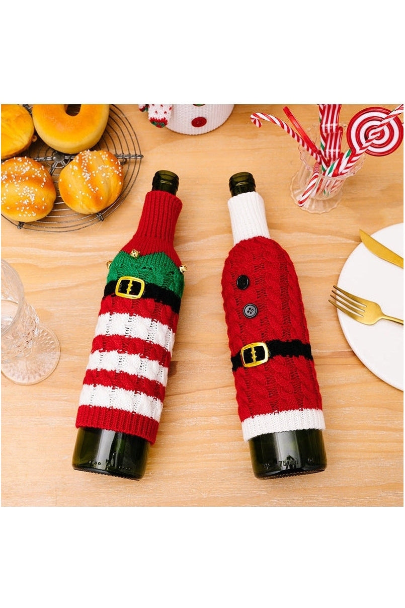 2-Piece Cable-Knit Wine Bottle Covers nicholesgifts