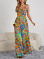 Decorative Button Spaghetti Strap Wide Leg Jumpsuit nicholesgifts