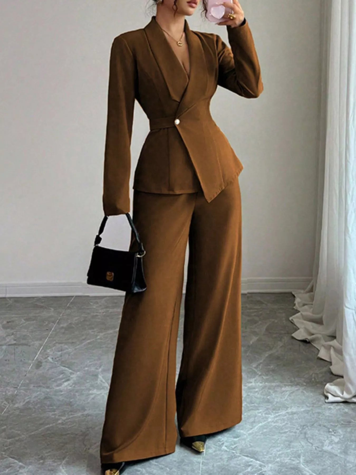 One Button Blazer and Pants Set nicholesgifts