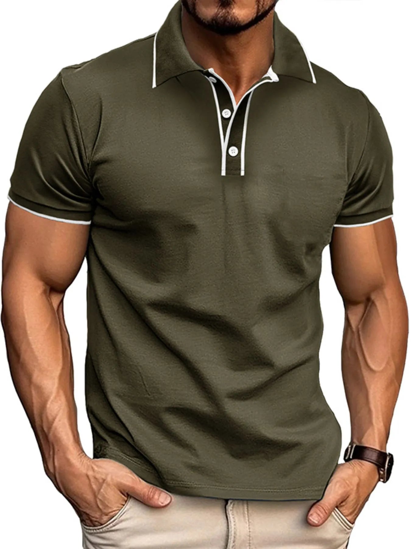 Men's Slim Fit Polo Shirt with Contrast Trim NicholesGifts