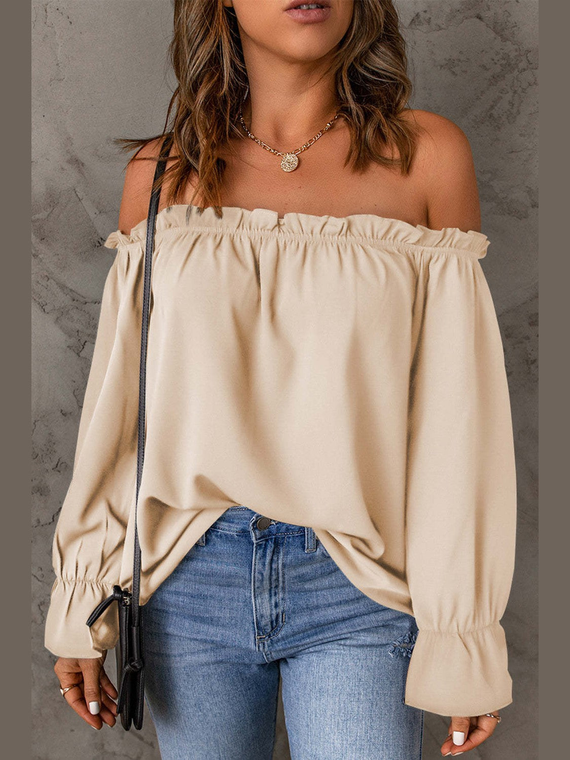 Off-Shoulder Flounce Sleeve Blouse NicholesGifts