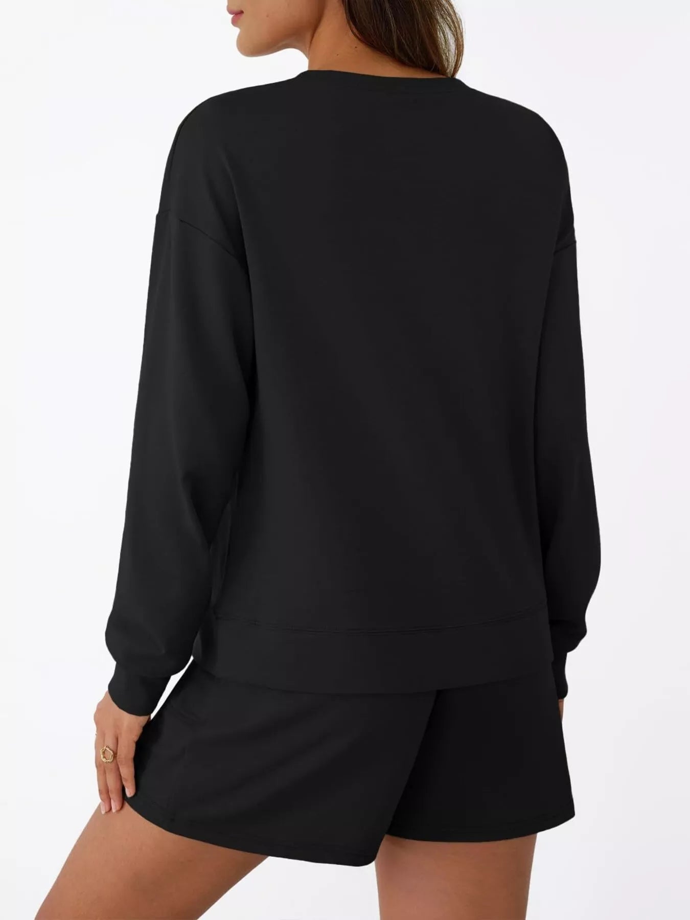 Round Neck Long Sleeve Top and Shorts Set Trendsi