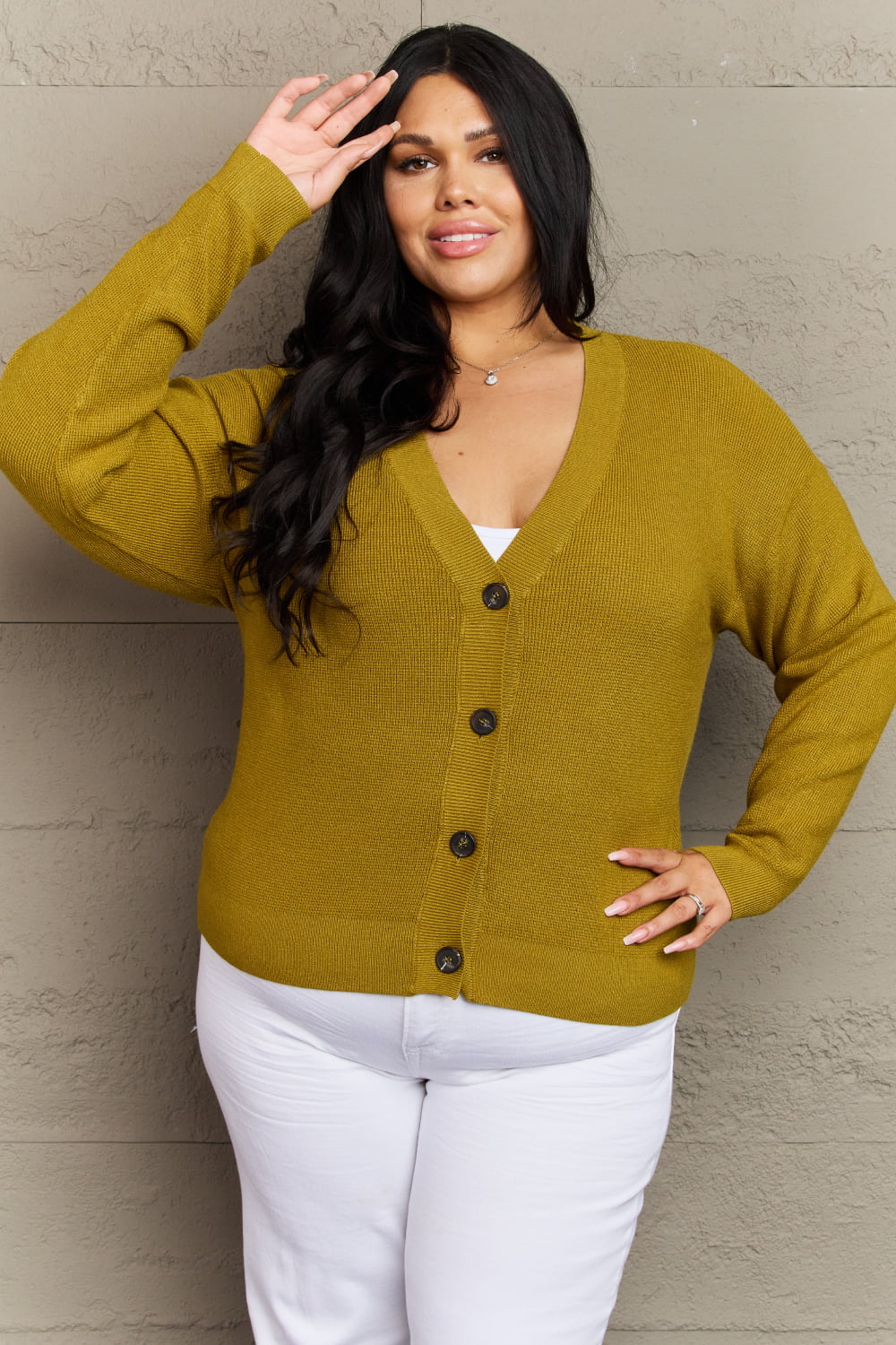 Zenana Kiss Me Tonight Full Size Button Down Cardigan in Chartreuse nicholesgifts