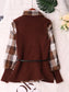 Plaid Long Sleeve Sweater Dress nicholesgifts