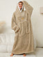 Pocketed Contrast Long Sleeve Hooded Lounge Dress nicholesgifts