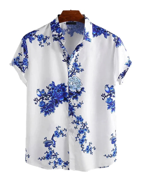 Men's Full Size Printed Short Sleeve Casual Shirt Plus Size NicholesGifts
