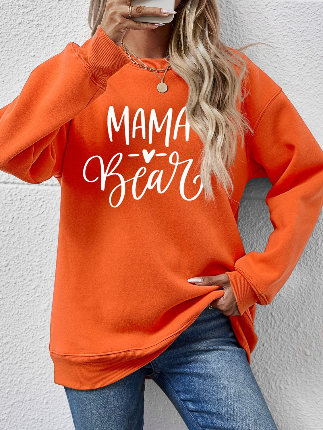 Letter Graphic Round Neck Long Sleeve Sweatshirt nicholesgifts