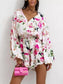 Floral V-Neck Long Sleeve Romper with Elastic Waist nicholesgifts