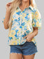 Printed Puff Sleeve Button Down Summer Shirt nicholesgifts