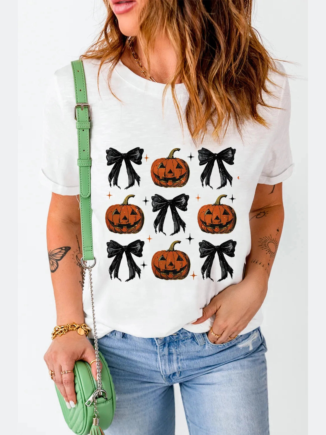 Pumpkin Round Neck Short Sleeve T-Shirt