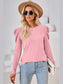 Women Round Neck Puff Long Sleeve Blouse nicholesgifts