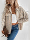 Perfee Pocketed Button Up Collared Neck Jacket nicholesgifts