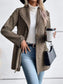 Plaid Collared Neck Long Sleeve Jacket nicholesgifts